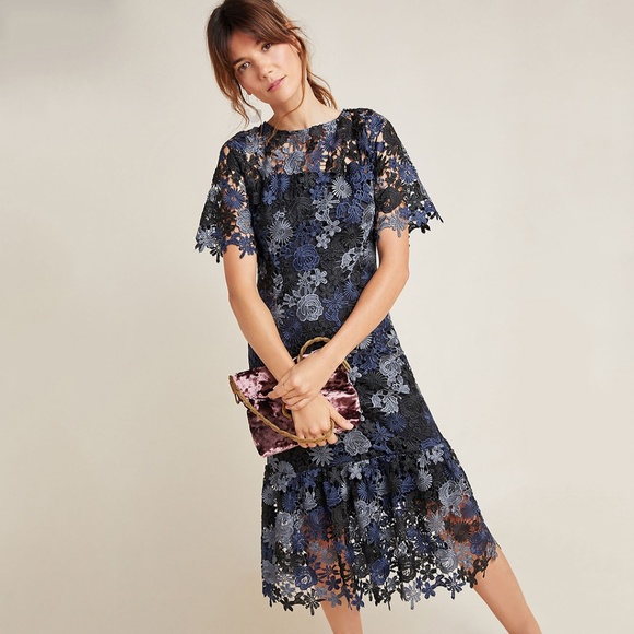 Eva Franco Anthropologie Embroidered Floral Midi Dress - Picture 3 of 6